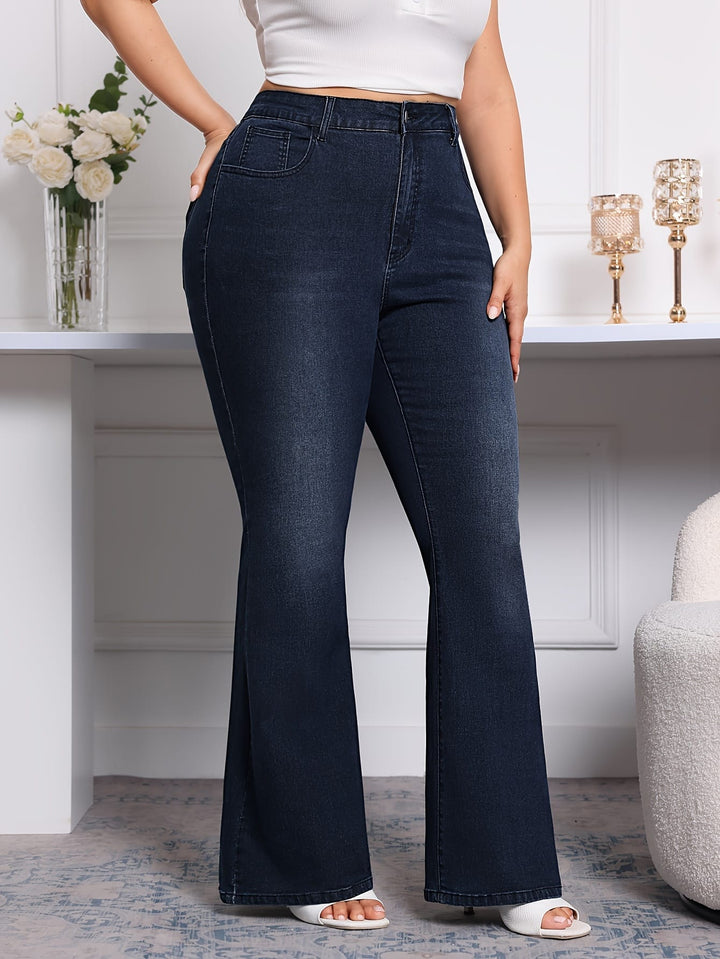 Plus Size Flared Jeans Comfy Stretch Denim All Season