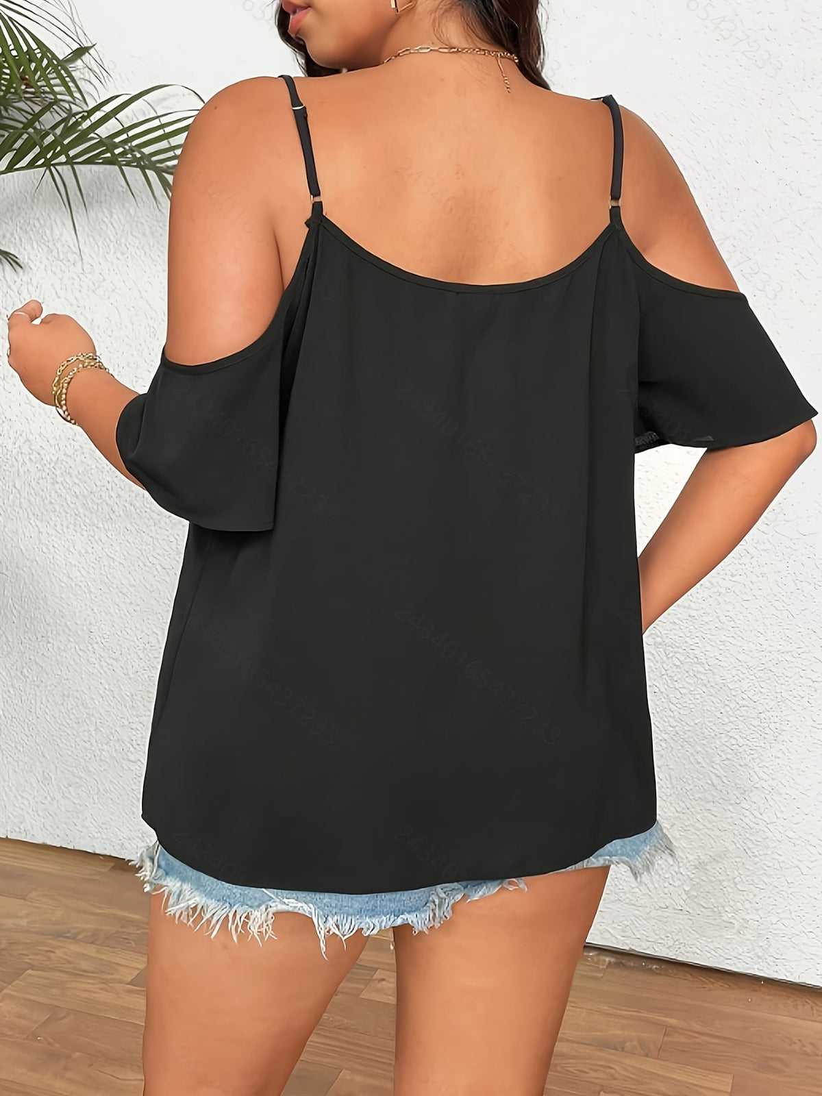 jkthpu-45 Plus Size Floral Embroidered OffShoulder Summer Tank Top
