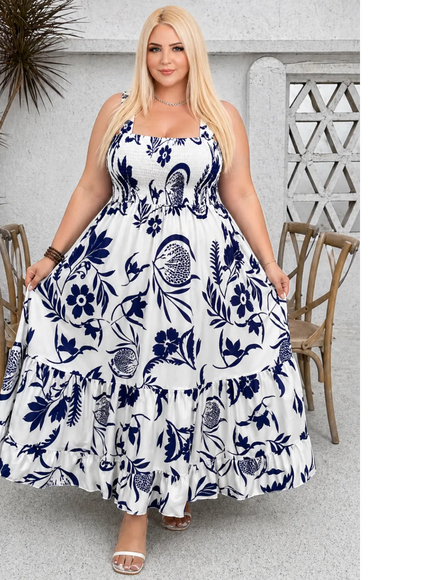 KissICON Maxi Dress Plus Size Floral Halter Ruffle Summer Holiday Dress | KissICON