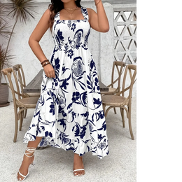 KissICON Maxi Dress Plus Size Floral Halter Ruffle Summer Holiday Dress | KissICON