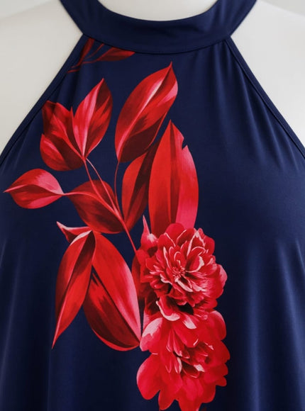 KissICON Plus Size Floral OffShoulder Button Back Print Dress