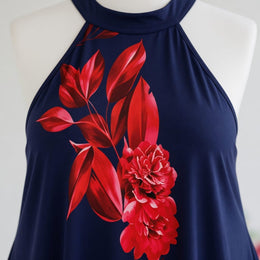 KissICON Plus Size Floral OffShoulder Button Back Print Dress