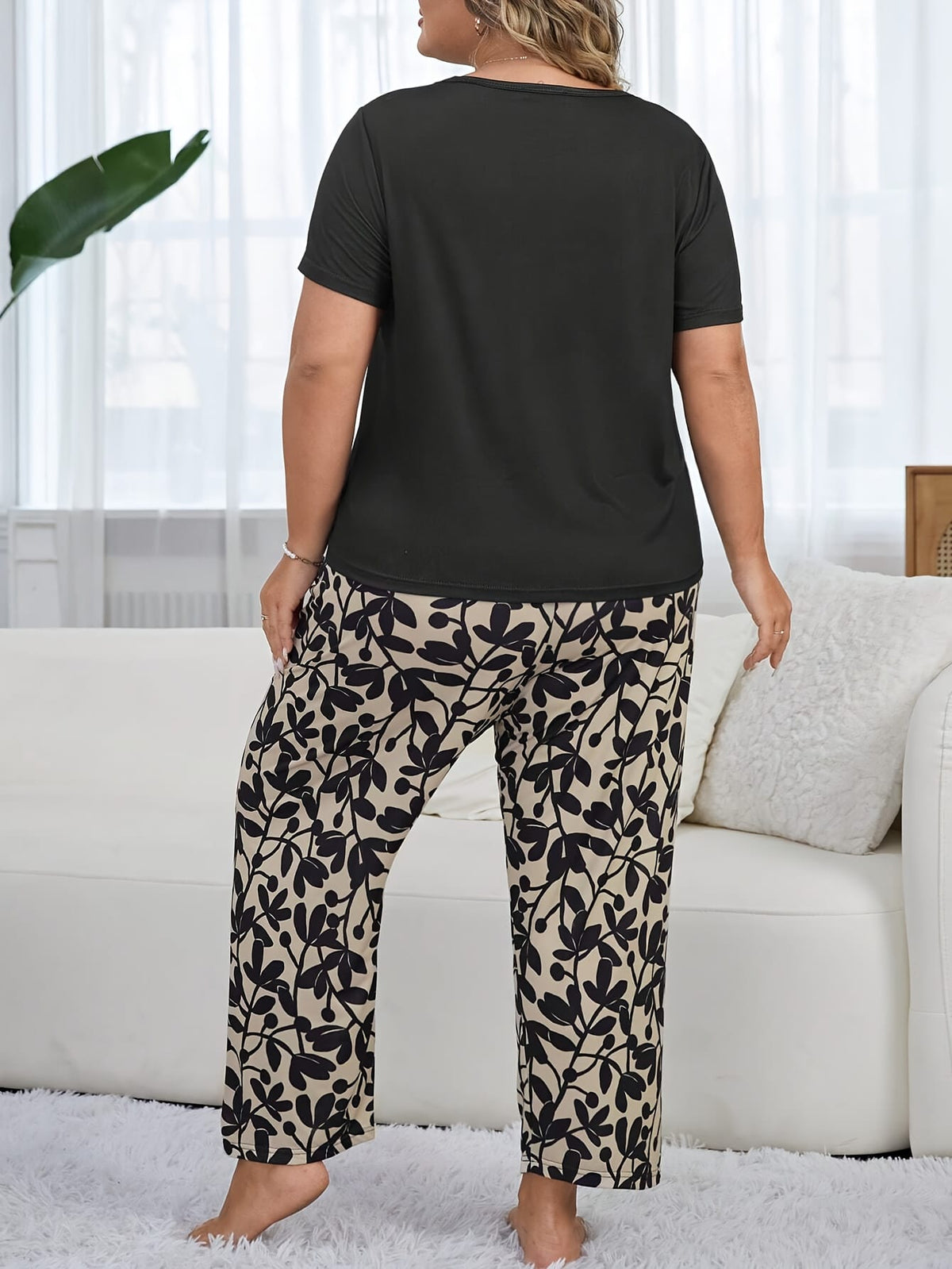 jkthpu-45 Plus Size Floral Pajamas, Summer Pajama Sets Women