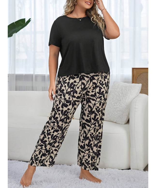 jkthpu-45 Plus Size Floral Pajamas, Summer Pajama Sets Women