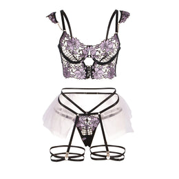 KissICON Plus Size Floral Transparent Lace Women Bra and Panties  Jajama Set Lingrie Set from M-5XL