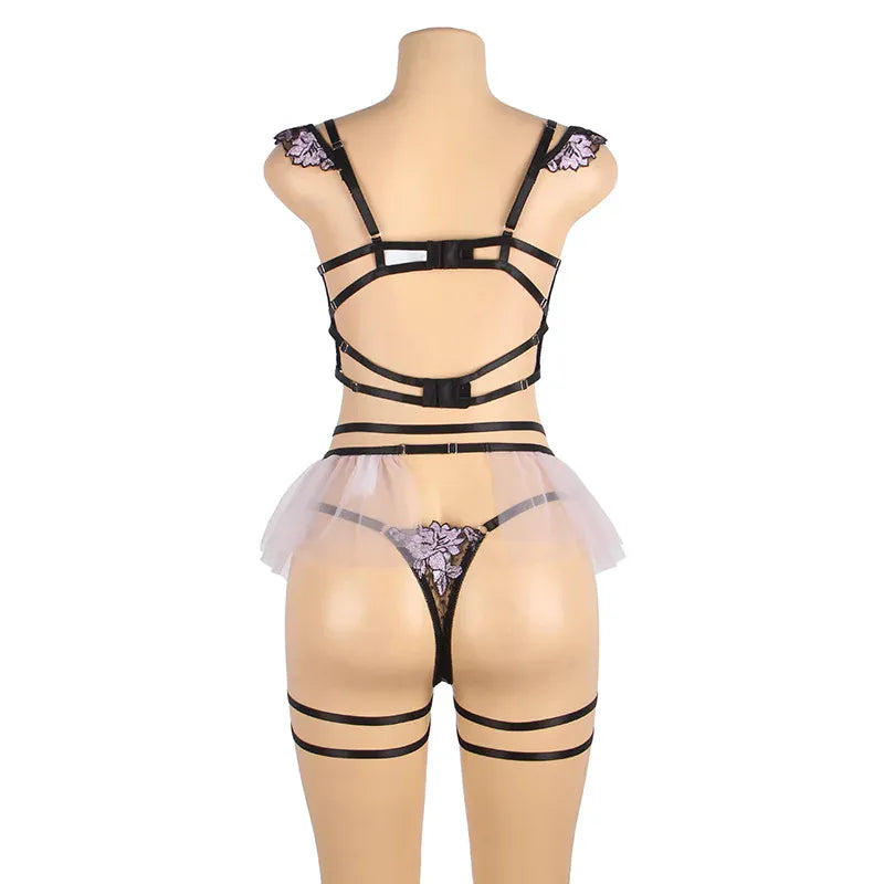 KissICON Plus Size Floral Transparent Lace Women Bra and Panties  Jajama Set Lingrie Set from M-5XL