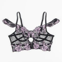 KissICON Plus Size Floral Transparent Lace Women Bra and Panties  Jajama Set Lingrie Set from M-5XL