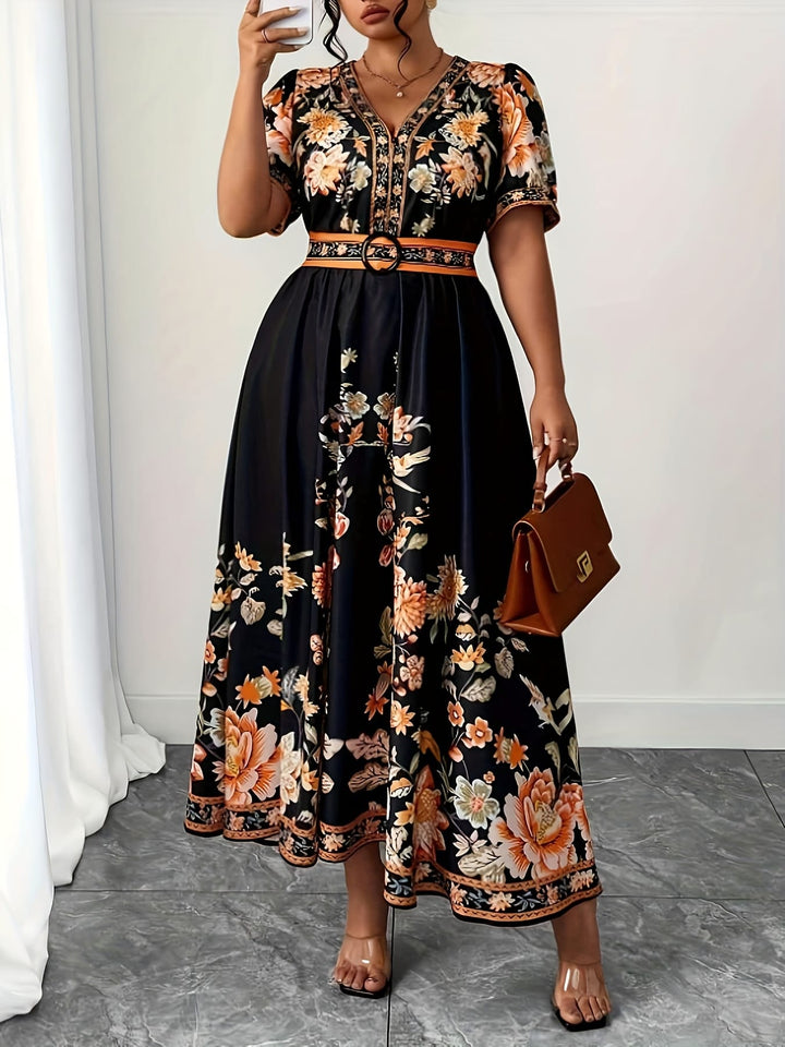 Plus Size Floral VNeck Maxi Dress Summer Vacation Ready