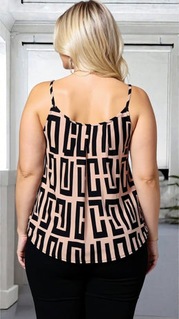 KissICON Plus Size Geometric Print Sleeveless Camisole Top