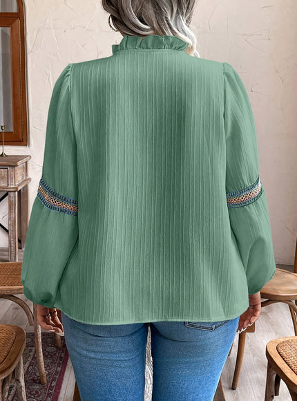 jkthpu-45 Plus Size Green Blouse