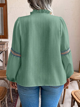 jkthpu-45 Plus Size Green Blouse