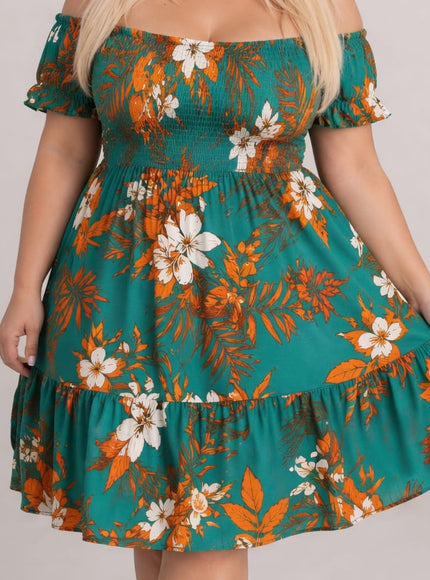 KissICON Dresses Plus Size Green Floral Midi Maxi Dress – Sleeveless Summer Style | KissICON