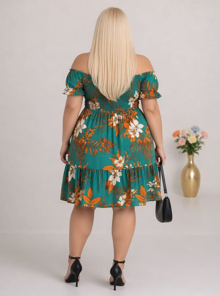 KissICON Dresses Plus Size Green Floral Midi Maxi Dress – Sleeveless Summer Style | KissICON