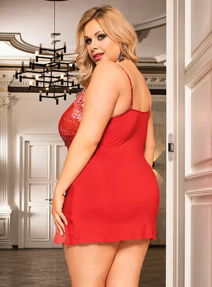 KissICON Plus size half tansparent women sexy lingerie nightgown and sleepshirts babydoll chemise with G-String from M-5XL