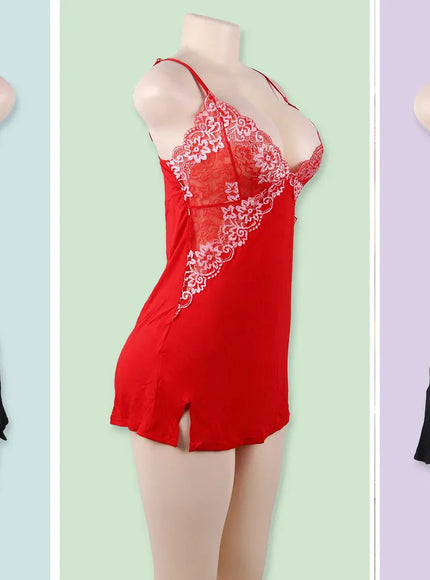 KissICON Plus size half tansparent women sexy lingerie nightgown and sleepshirts babydoll chemise with G-String from M-5XL