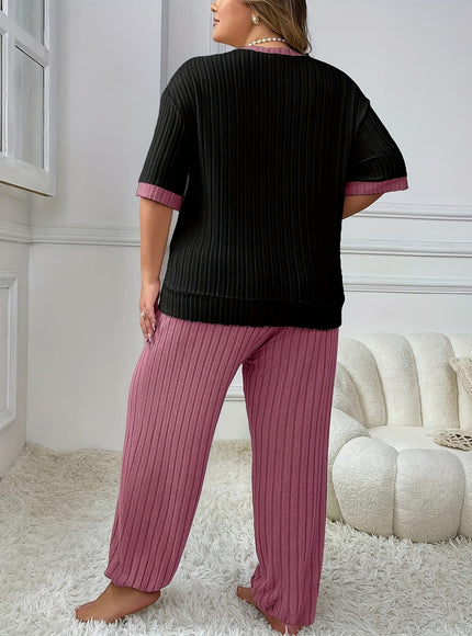jkthpu-45 Plus Size Heart Embroidery Slim Fit Short Sleeve