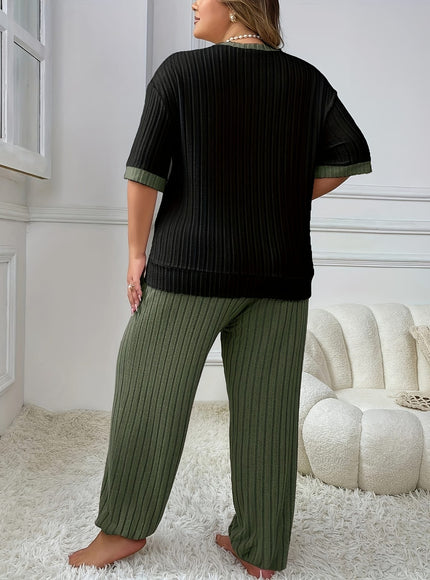 jkthpu-45 Plus Size Heart Embroidery Slim Fit Short Sleeve
