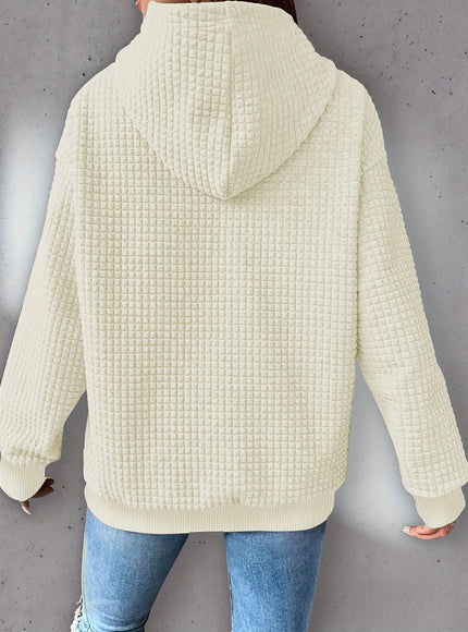 jkthpu-45 Plus Size Heart Print Hoodie, Casual Long Sleeve