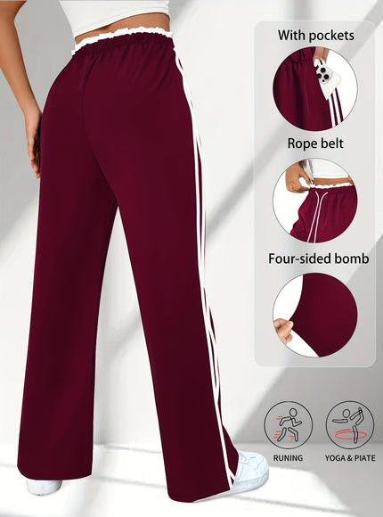 jkthpu-45 Plus Size High Stretch Straight Leg Trousers with Side Stripe – 6 Colours