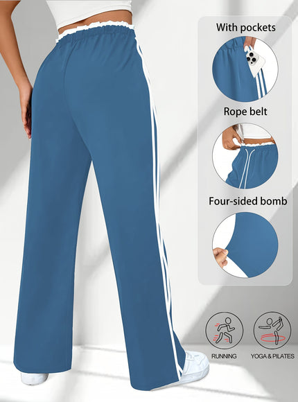 jkthpu-45 Plus Size High Stretch Straight Leg Trousers with Side Stripe – 6 Colours