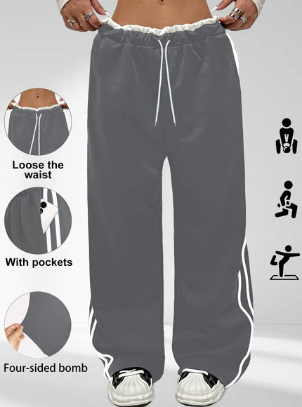 jkthpu-45 Plus Size High Stretch Straight Leg Trousers with Side Stripe – 6 Colours