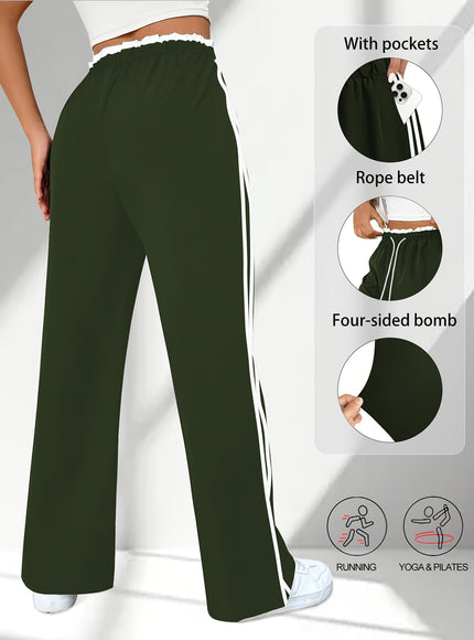 jkthpu-45 Plus Size High Stretch Straight Leg Trousers with Side Stripe – 6 Colours