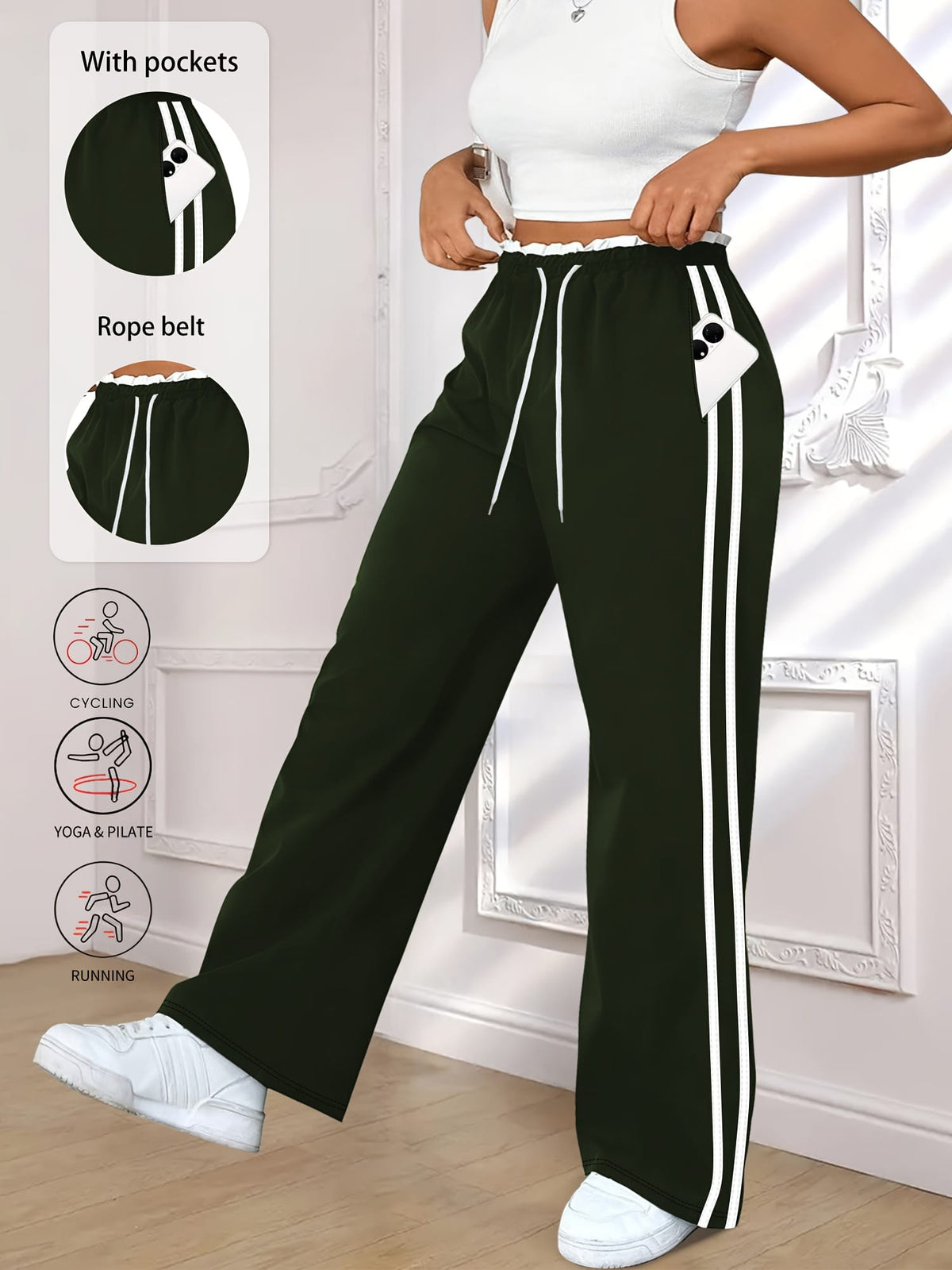 jkthpu-45 Plus Size High Stretch Straight Leg Trousers with Side Stripe – 6 Colours
