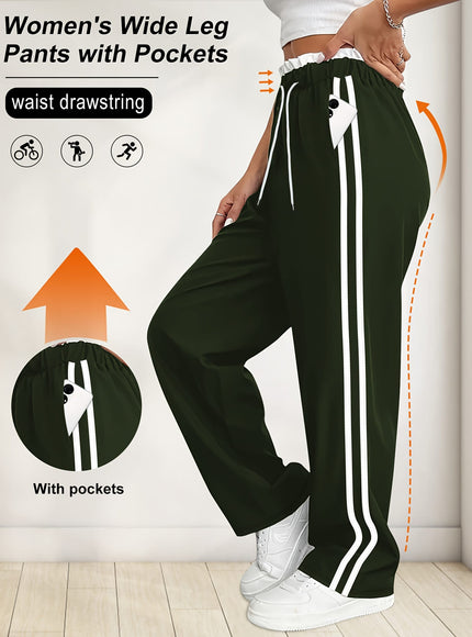 jkthpu-45 Plus Size High Stretch Straight Leg Trousers with Side Stripe – 6 Colours