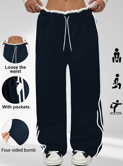 jkthpu-45 Plus Size High Stretch Straight Leg Trousers with Side Stripe – 6 Colours