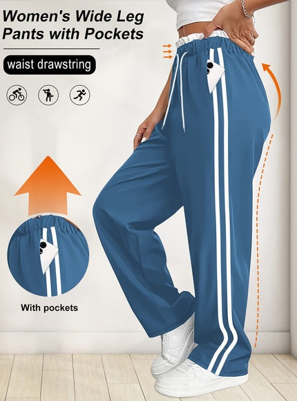 jkthpu-45 Plus Size High Stretch Straight Leg Trousers with Side Stripe – 6 Colours