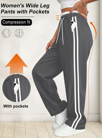 jkthpu-45 Plus Size High Stretch Straight Leg Trousers with Side Stripe – 6 Colours
