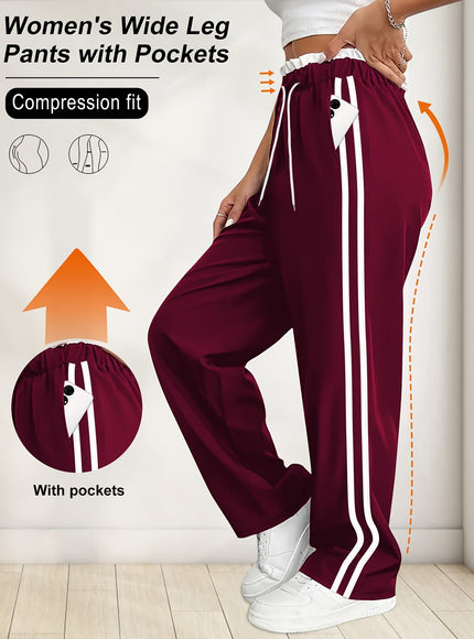 jkthpu-45 Plus Size High Stretch Straight Leg Trousers with Side Stripe – 6 Colours