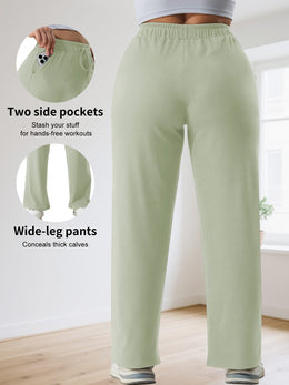 jkthpu-45 Plus Size High Stretch Wide Leg Palazzo Trousers – Lace-Up Waist