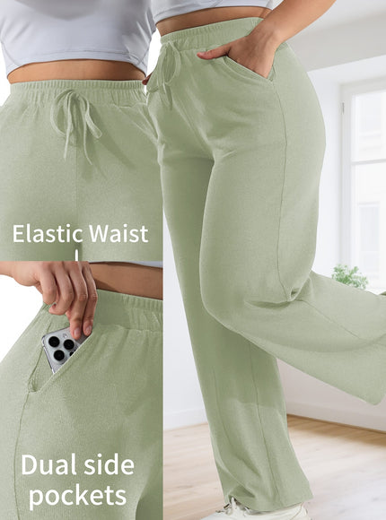 jkthpu-45 Plus Size High Stretch Wide Leg Palazzo Trousers – Lace-Up Waist