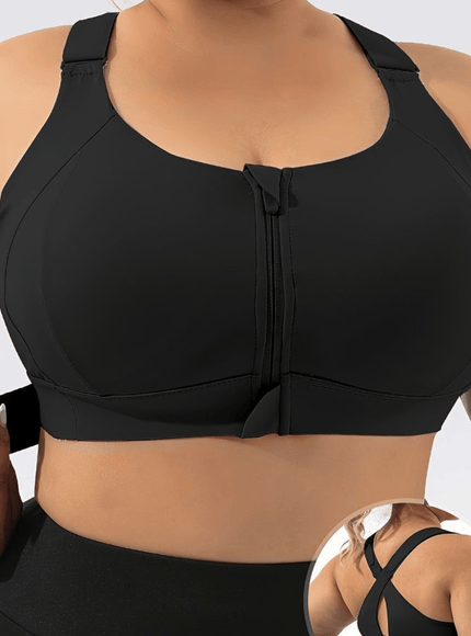 jkthpu-45 Plus Size High Support Front Zip Sports Bra