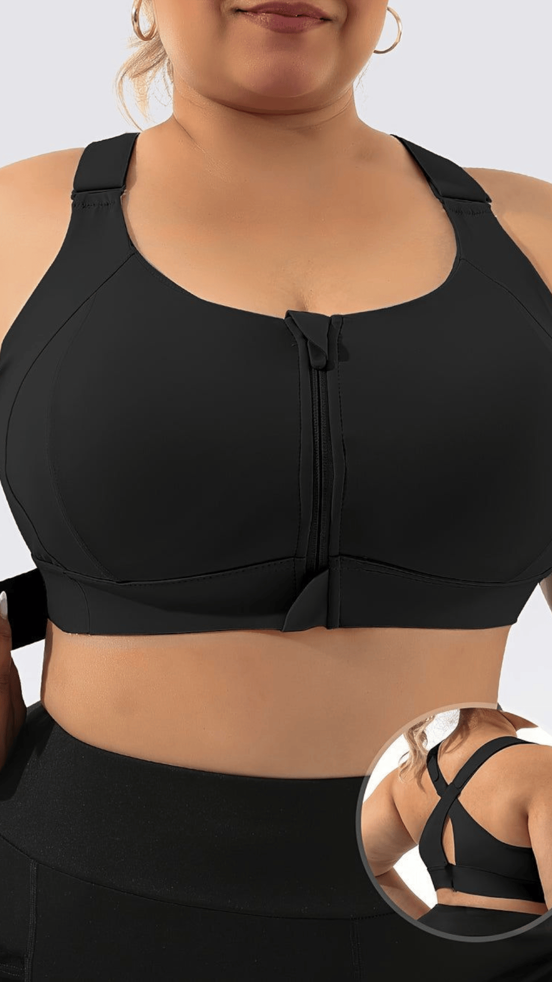 jkthpu-45 Plus Size High Support Front Zip Sports Bra