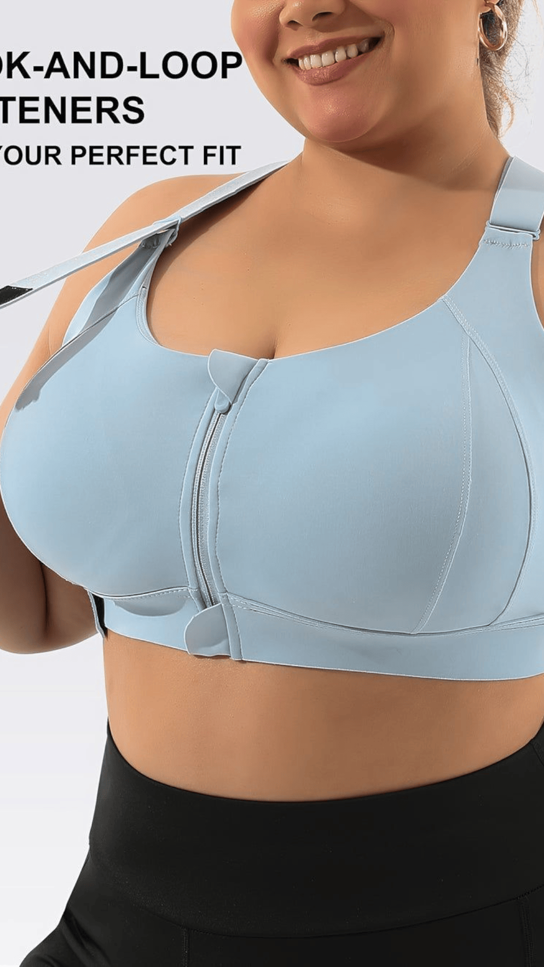 jkthpu-45 Plus Size High Support Front Zip Sports Bra