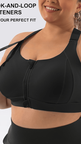 jkthpu-45 Plus Size High Support Front Zip Sports Bra