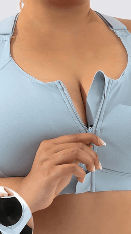 jkthpu-45 Plus Size High Support Front Zip Sports Bra
