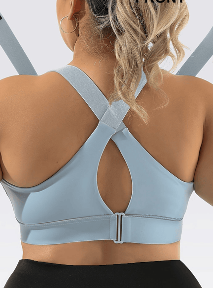 jkthpu-45 Plus Size High Support Front Zip Sports Bra