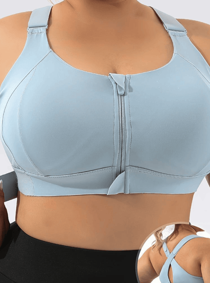 jkthpu-45 Plus Size High Support Front Zip Sports Bra