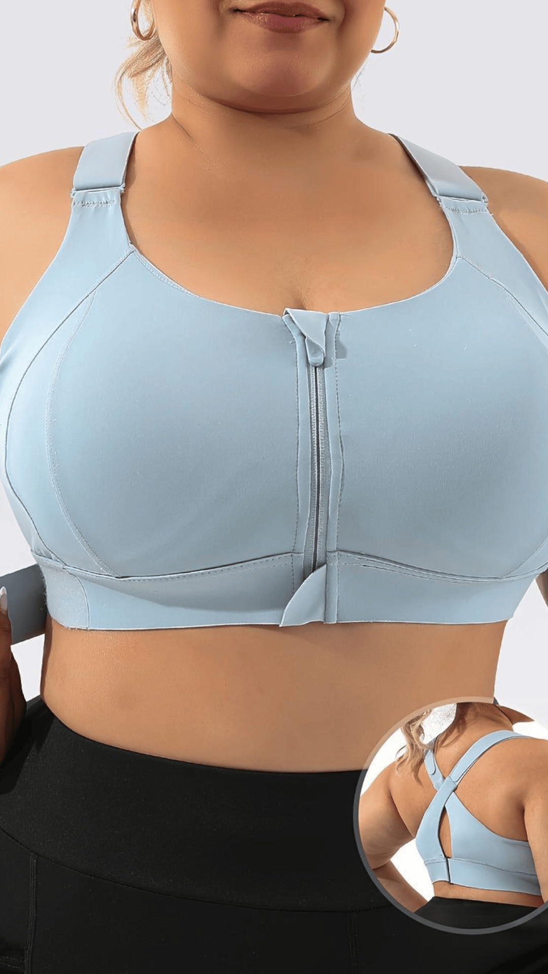jkthpu-45 Plus Size High Support Front Zip Sports Bra