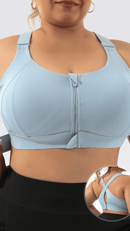 jkthpu-45 Plus Size High Support Front Zip Sports Bra