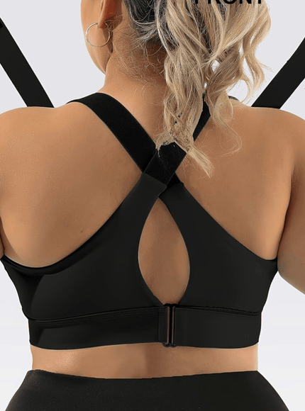 jkthpu-45 Plus Size High Support Front Zip Sports Bra