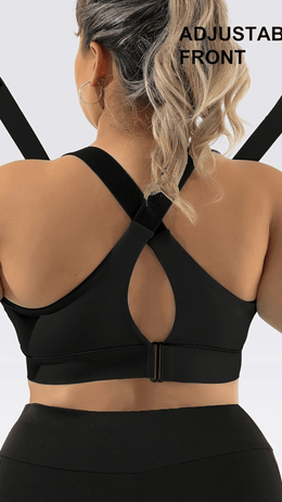 jkthpu-45 Plus Size High Support Front Zip Sports Bra