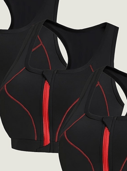 jkthpu-45 Plus Size High Support Front Zip Sports Bras 3pc
