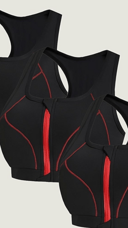 jkthpu-45 Plus Size High Support Front Zip Sports Bras 3pc