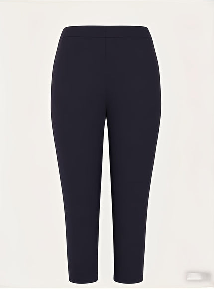 jkthpu-45 Plus Size High-Waisted Slim-Fit Pants with Pockets -