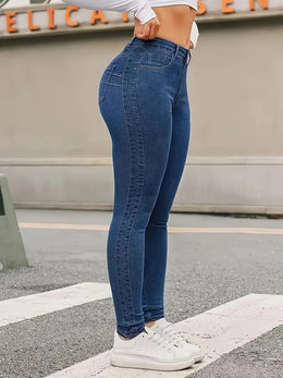 jkthpu-45 Plus Size High-Waisted Stretch Skinny Jeans - Deep