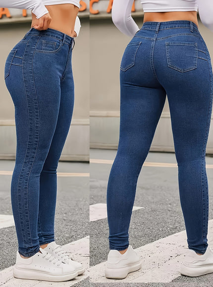 jkthpu-45 Plus Size High-Waisted Stretch Skinny Jeans - Deep